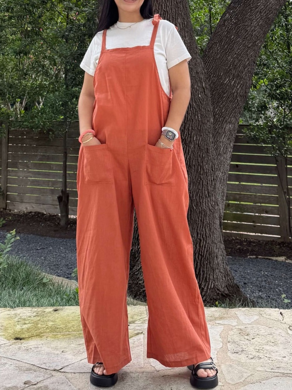 Shiny by Nature Linen Overalls 3XL Canyon Orange Wide Leg Jumpsuit